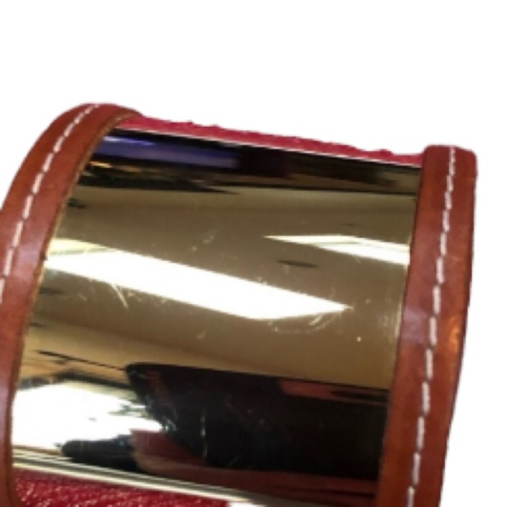 Micheal Kors gold cuff bracelet cognac brown leather trim NWOT - Picture 5 of 10